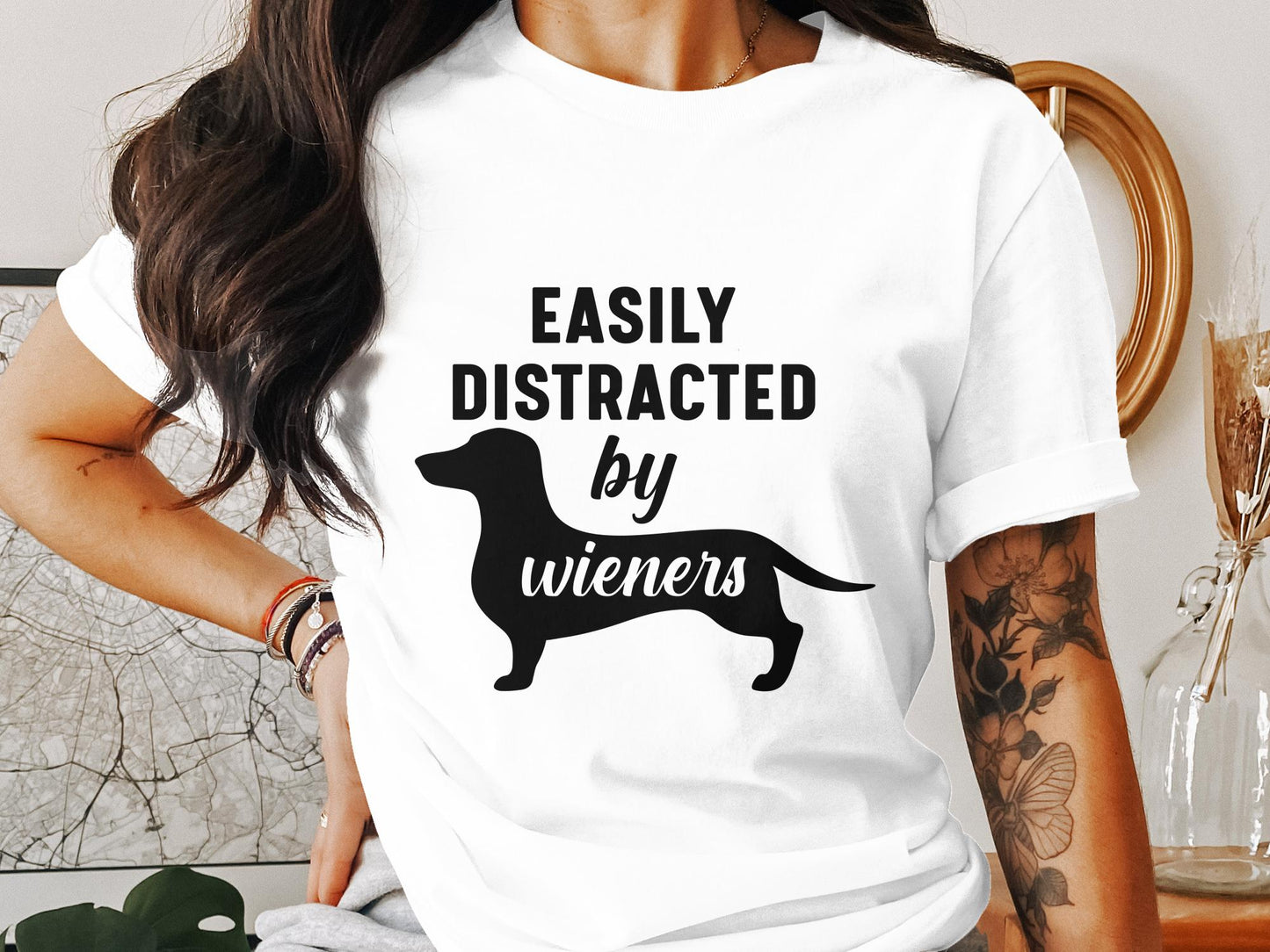 Distracted by Wieners Tee - A Humorous Nod to Dachshund Devotees