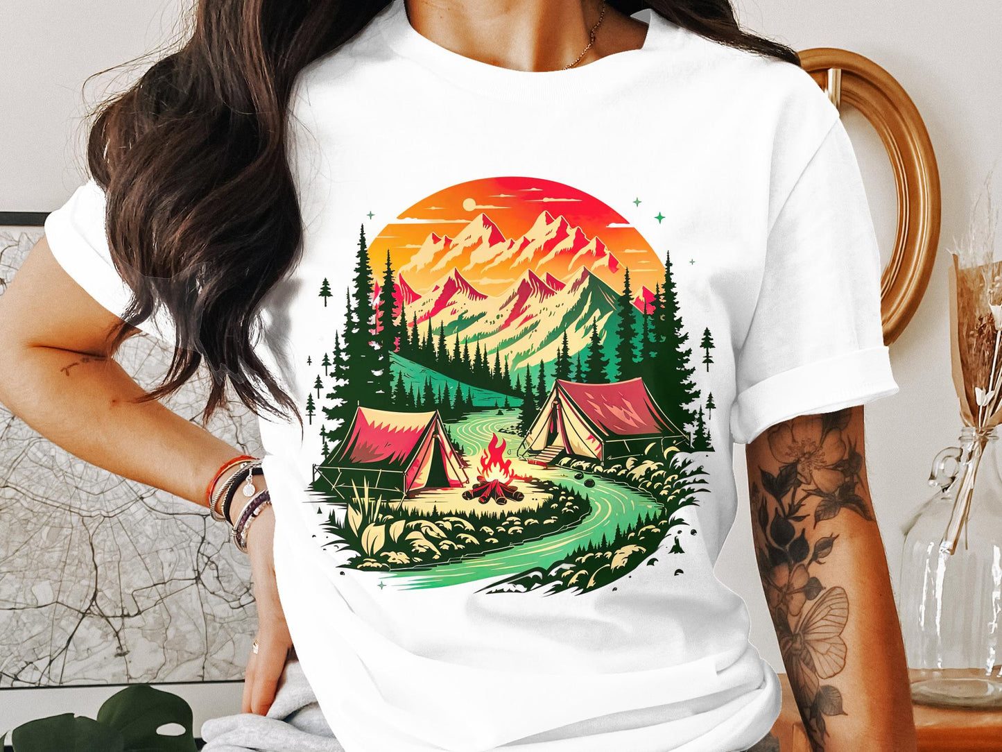 Bonfire Bliss by the River Tee – Embrace the Wilderness