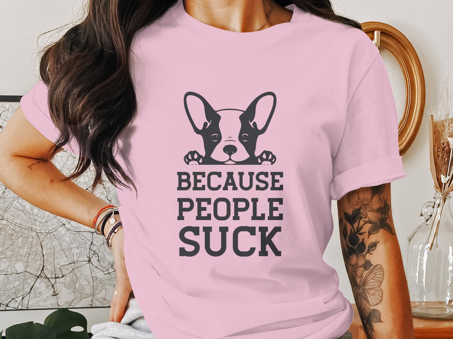 Canine Candor - 'Because People Suck' French Bulldog Tee