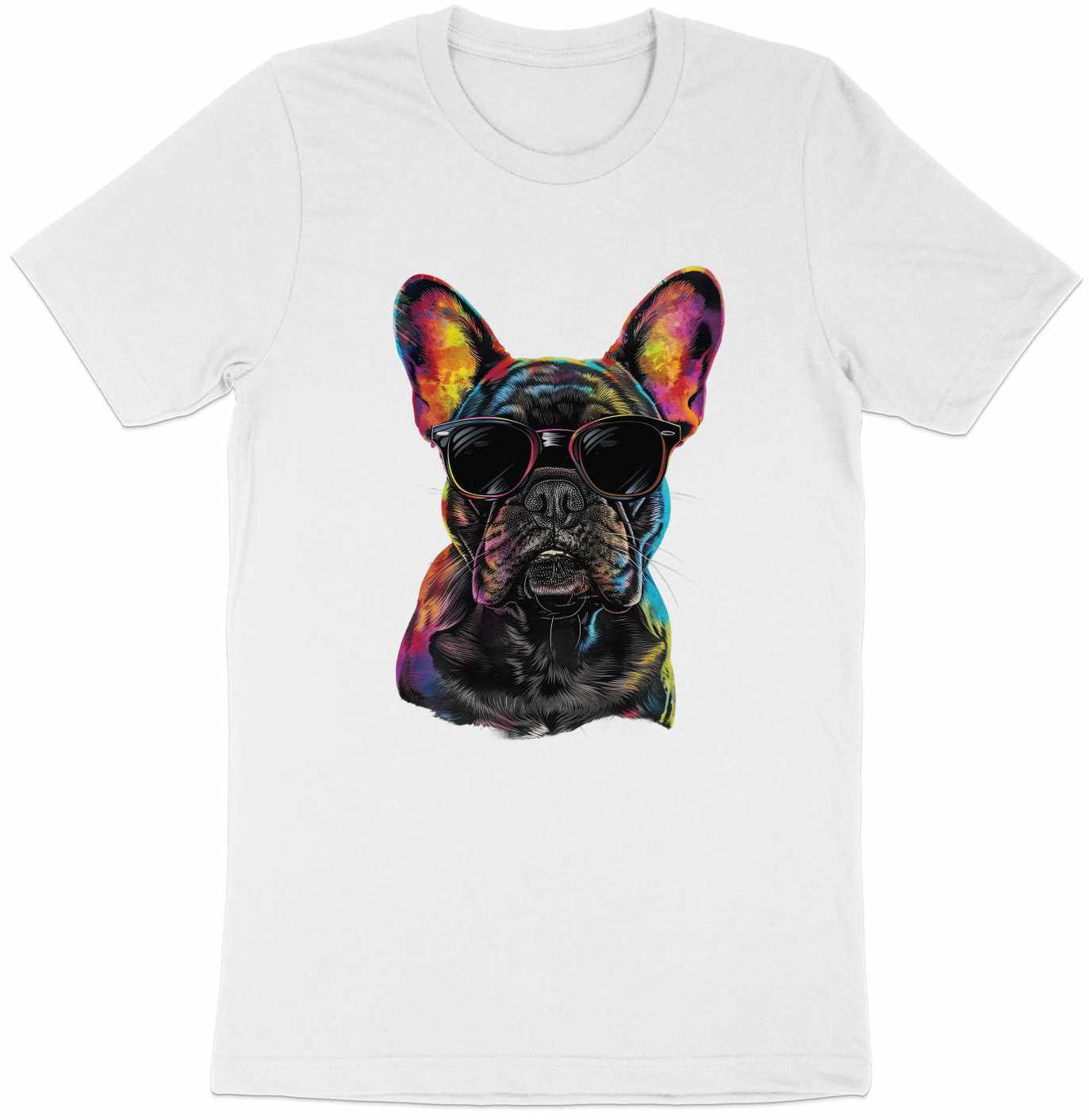 Vibrant Pup Tee - Frenchie Charm with a Colorful Twist!