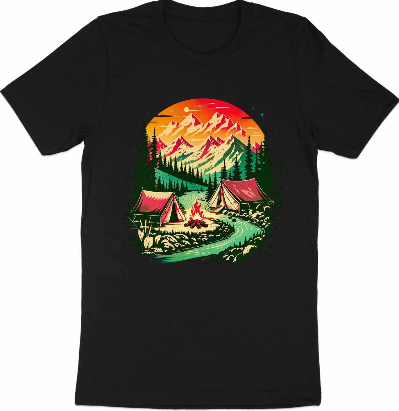 Bonfire Bliss by the River Tee – Embrace the Wilderness