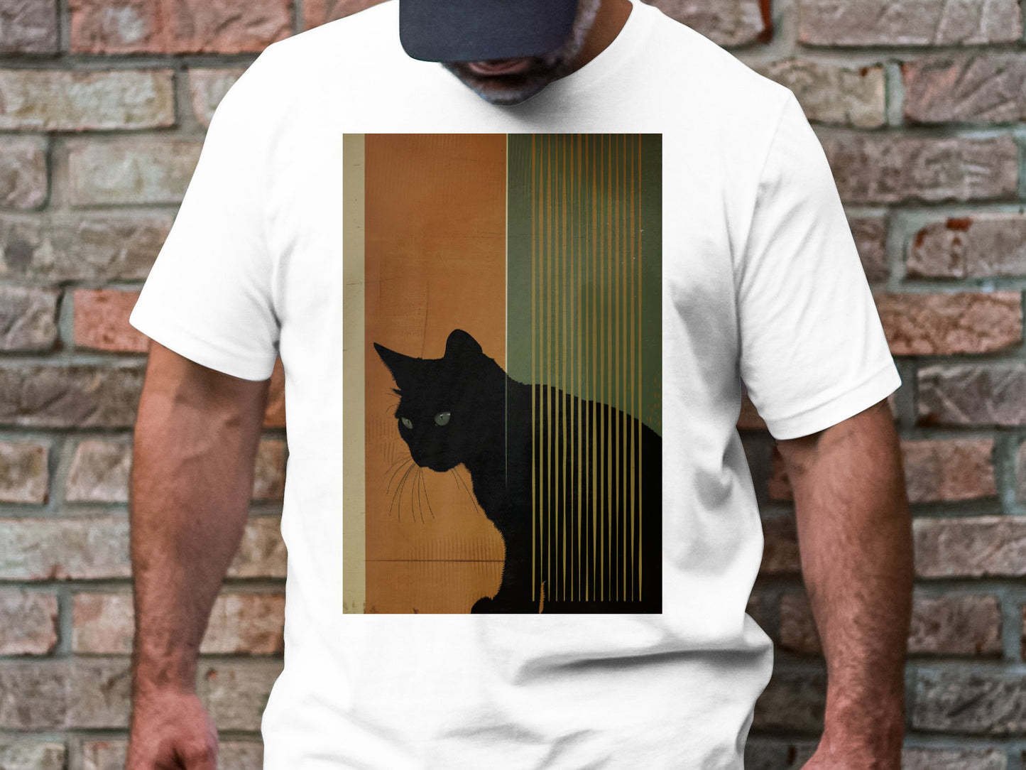 Nocturnal Gaze Cat Tee - Artistic Whiskers & Midnight Mystery