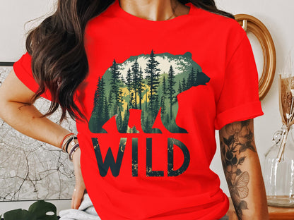 Wilderness Echo - Bear And Forest Vector Tee