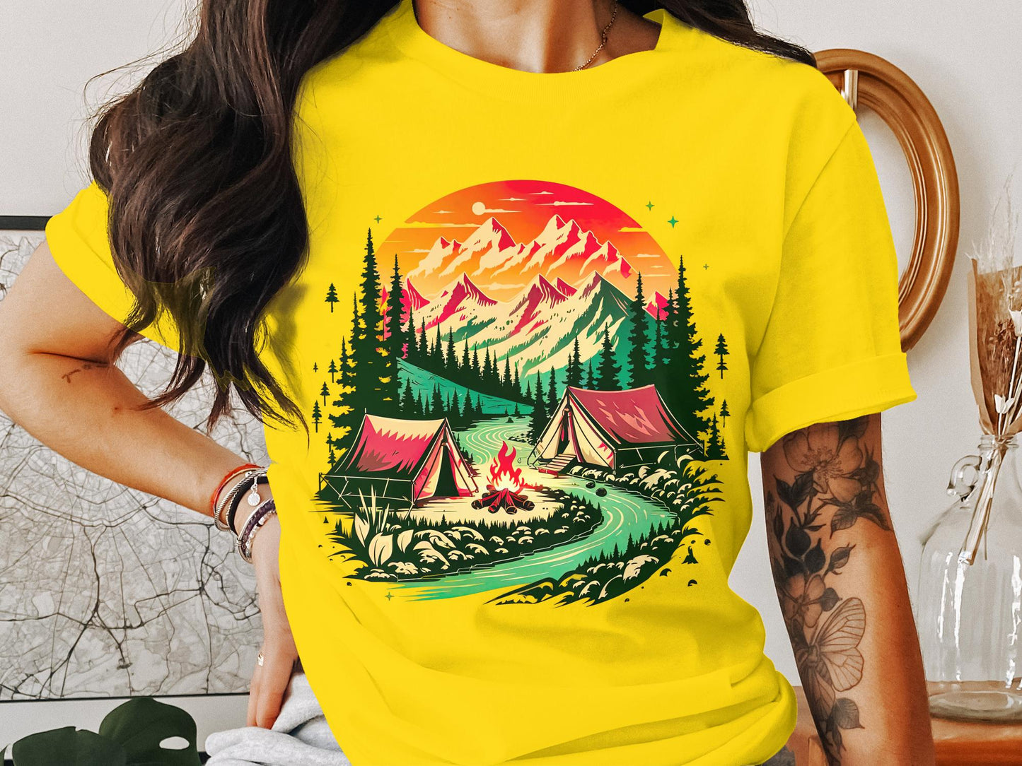 Bonfire Bliss by the River Tee – Embrace the Wilderness