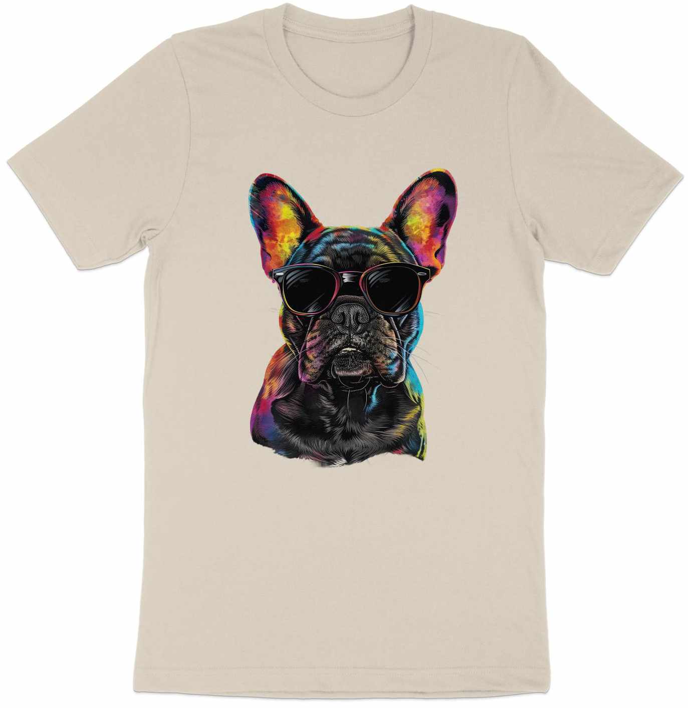 Vibrant Pup Tee - Frenchie Charm with a Colorful Twist!