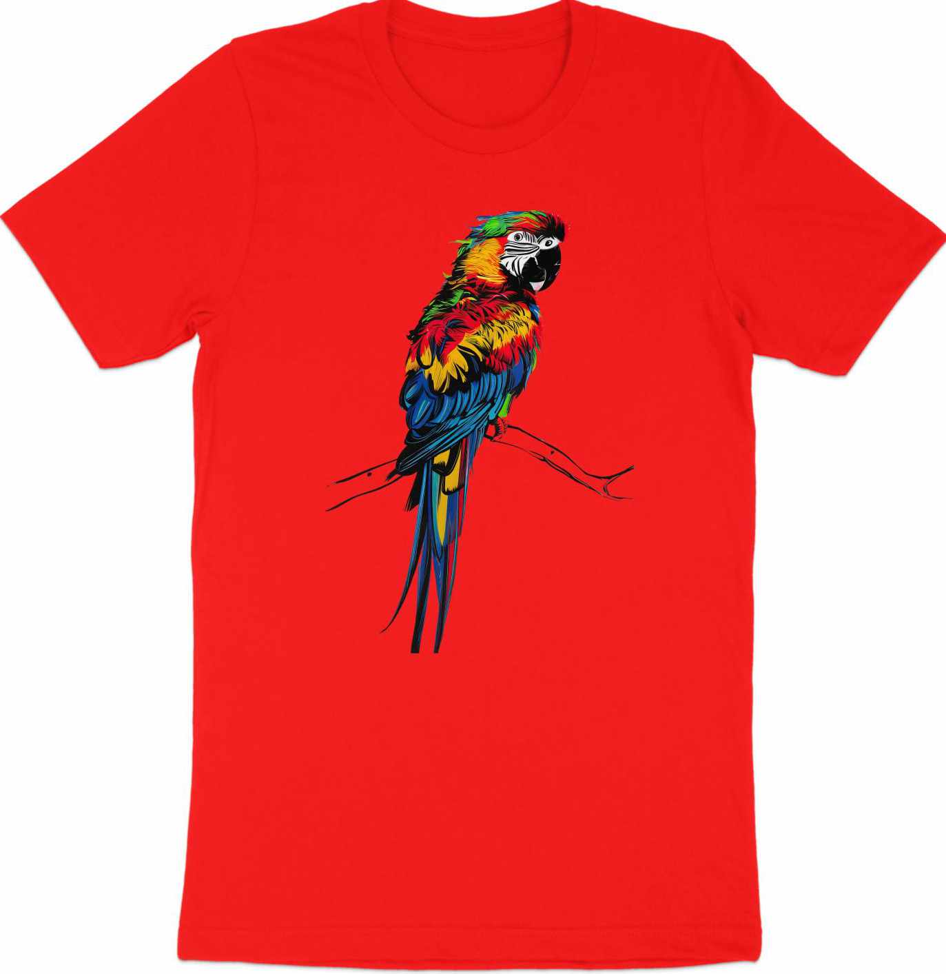 Asemic Avian Echoes - Colorful Parrot in Abstract Script Art Tee