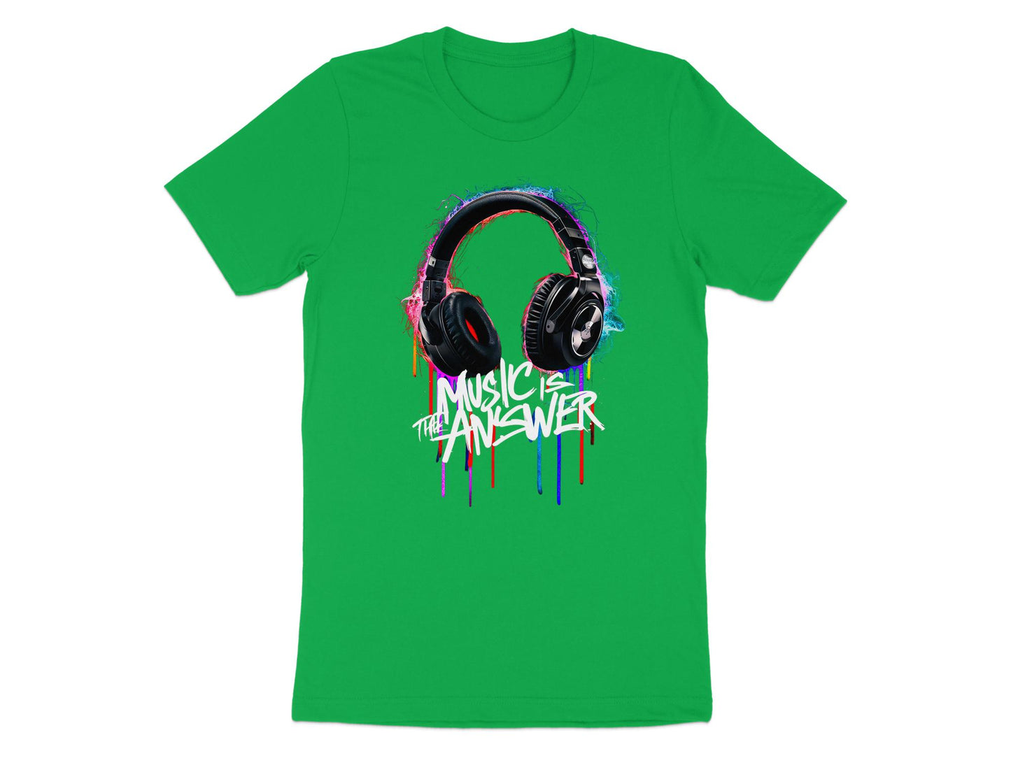 DJ Headphones - 'Music Is The Answer' Graffiti Headphones Tee
