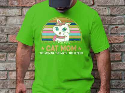 Retro Cat Mom Legend Tee - Chic Feline Fashion Statement