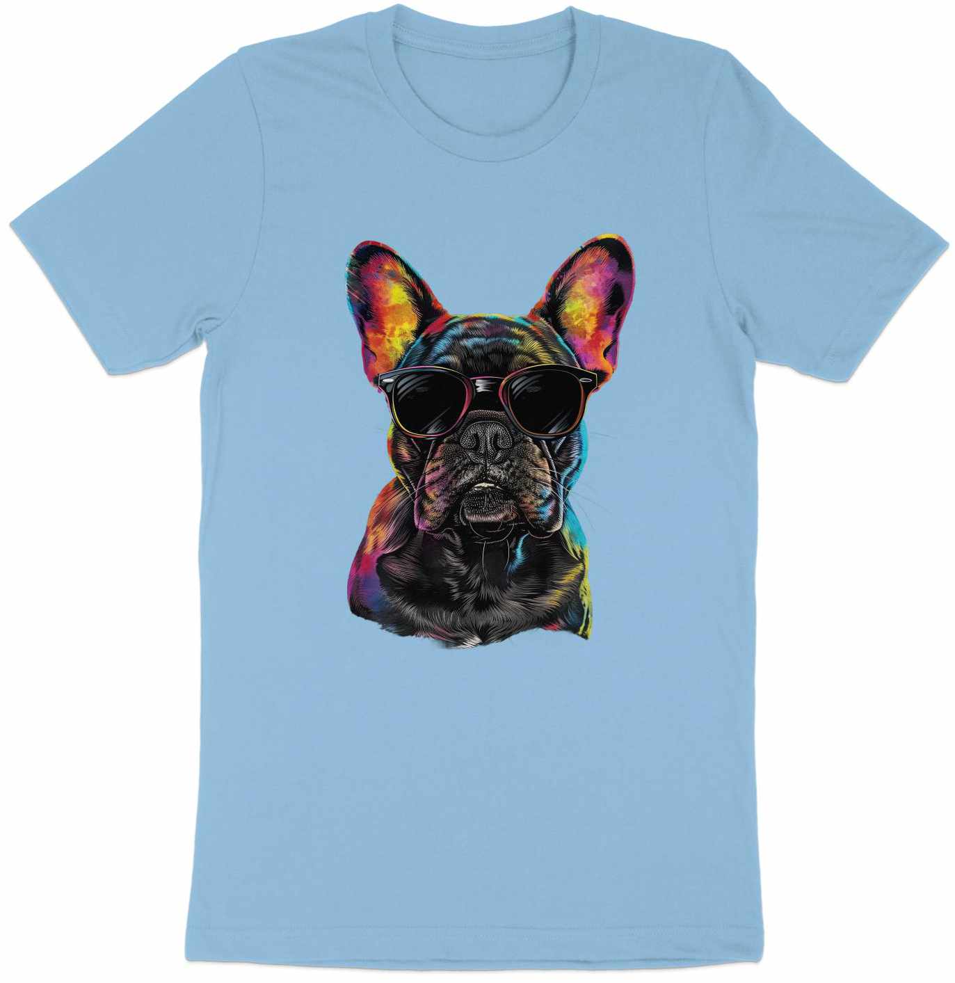 Vibrant Pup Tee - Frenchie Charm with a Colorful Twist!
