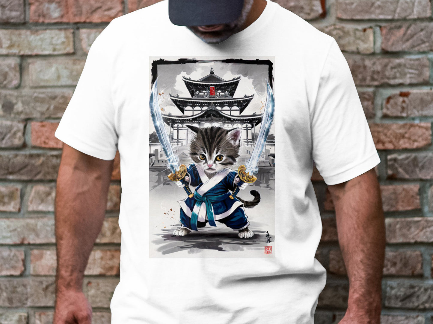Samurai Kitten - Epic Warrior Cat Graphic Tee