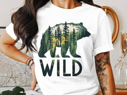 Wilderness Echo - Bear And Forest Vector Tee