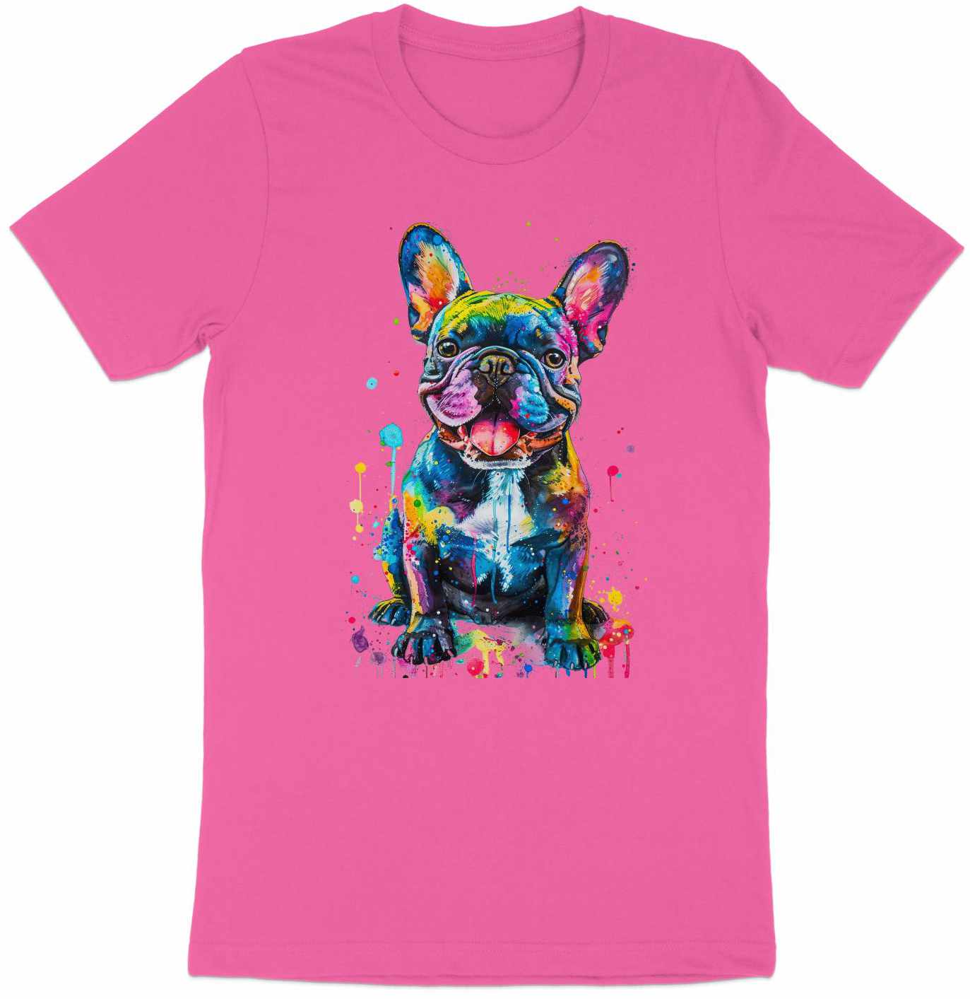 Color Splash French Bulldog Graphic Tee - Vibrant and Playful Design
