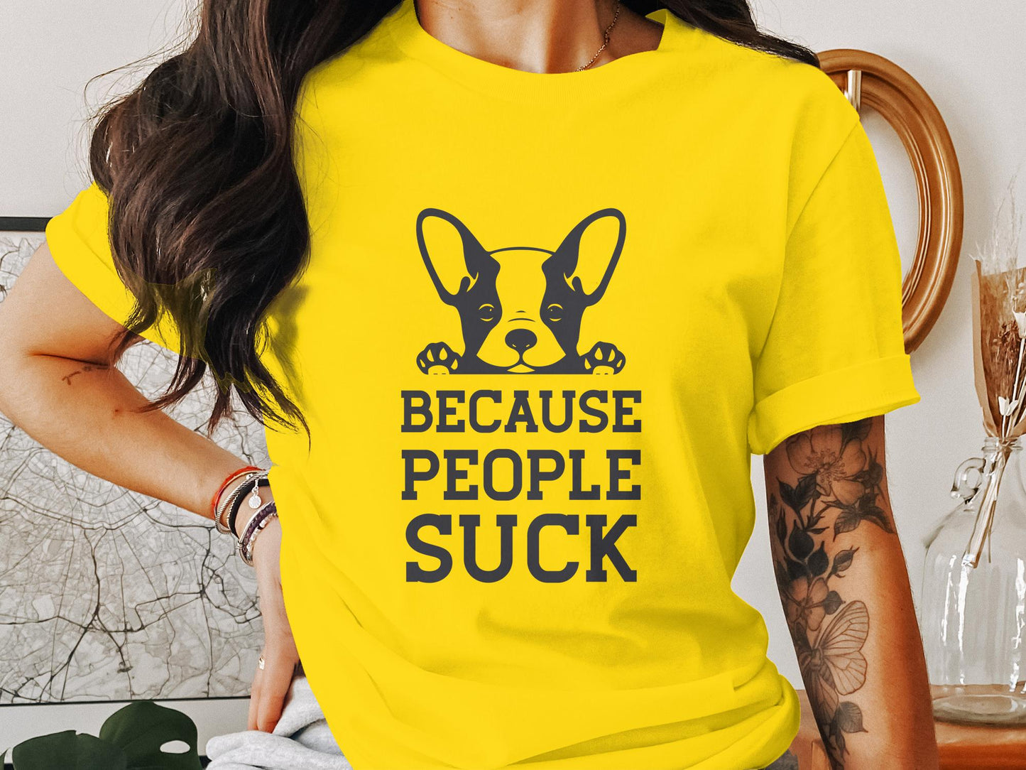 Canine Candor - 'Because People Suck' French Bulldog Tee