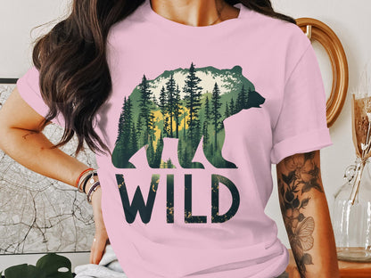 Wilderness Echo - Bear And Forest Vector Tee