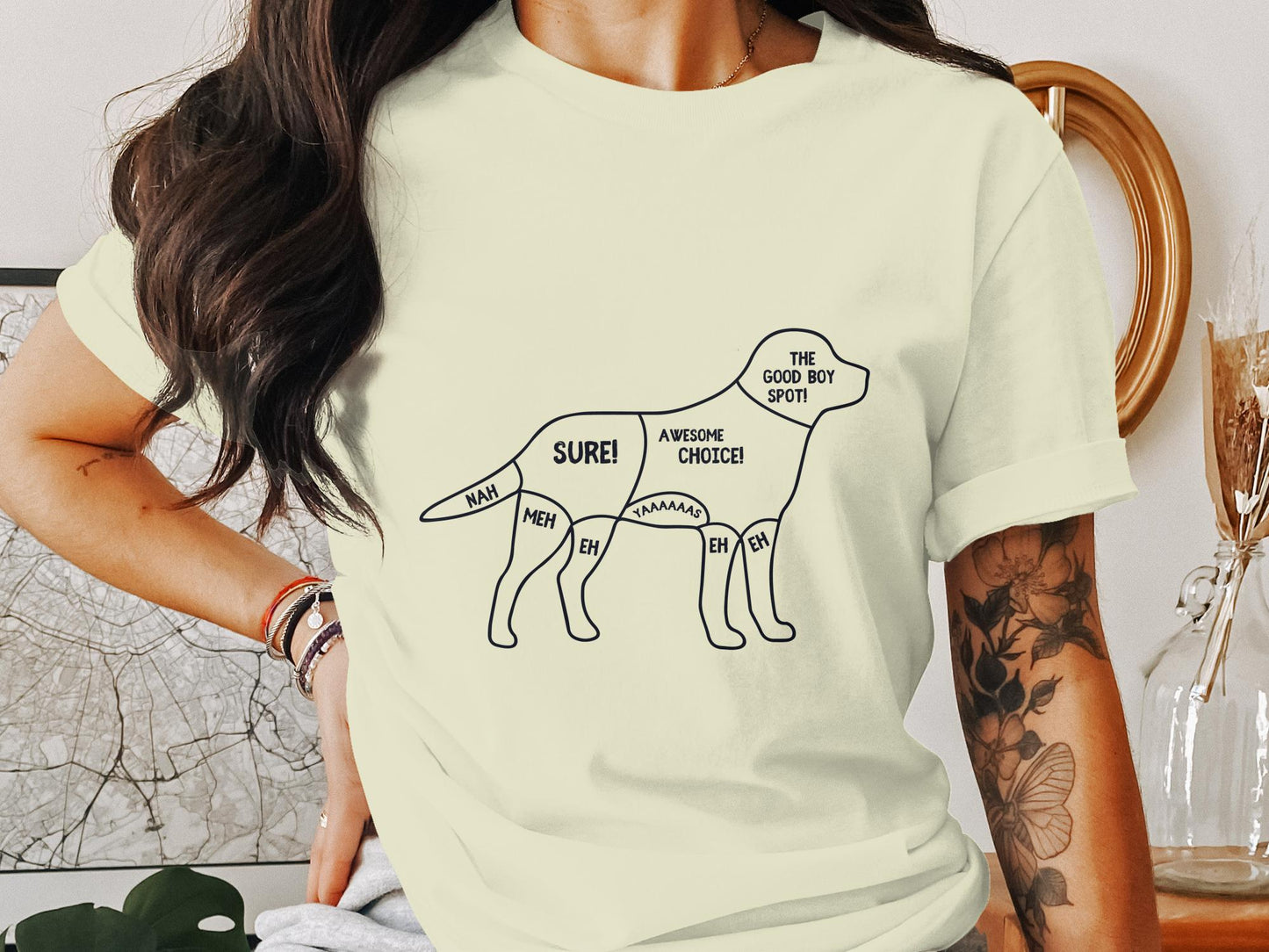 Canine Caress Map - 'Scratch And Pet Guide' Comfort Zones Tee