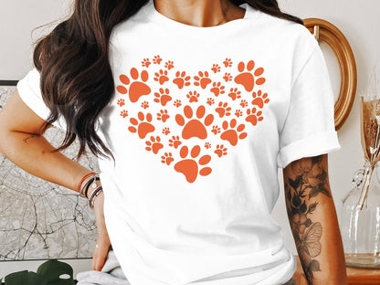 Paw-Filled Love Tee - Canine Devotion Heart Design