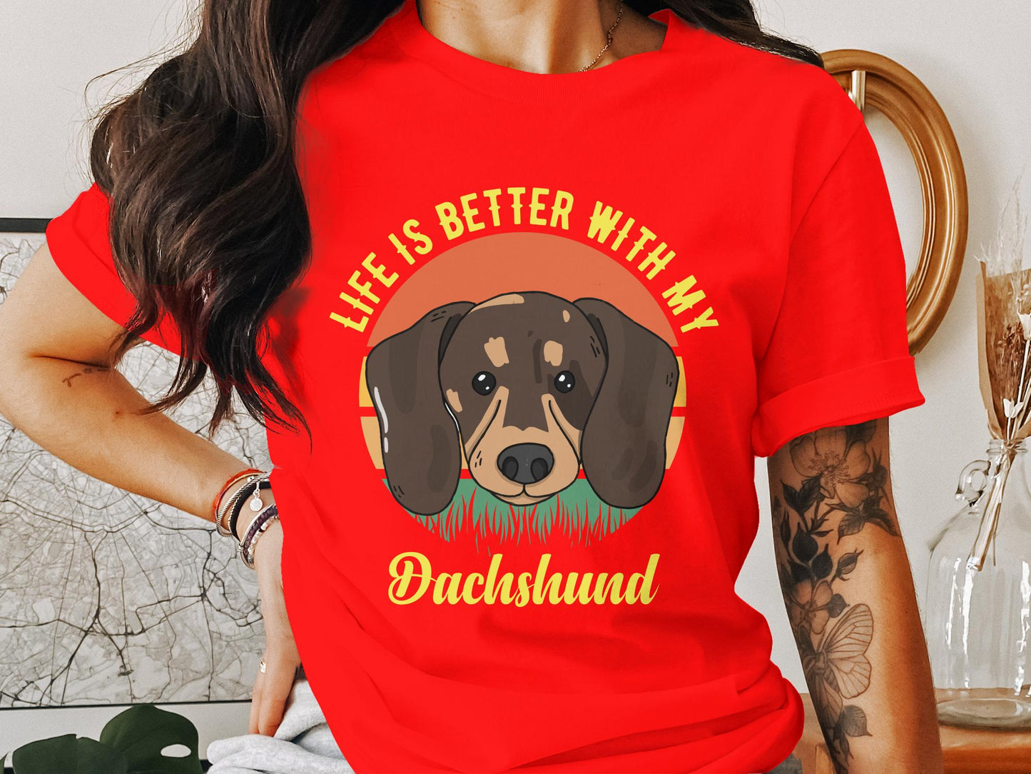 Grassy Gaze - 'Life is Better with My Dachshund' Circular Dog Tee