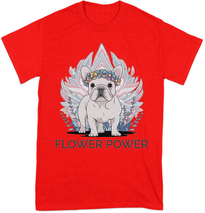 Flower Power Bulldog - Adorable French Bulldog Graphic Tee
