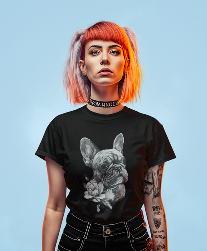 Frenchie Florals Tee - Elegance Meets Whimsy