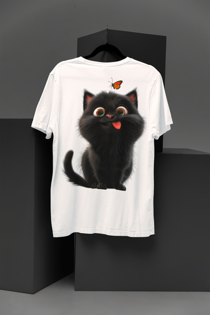 Happy Kitten And Butterfly Buddy Tee – Animated Adoration