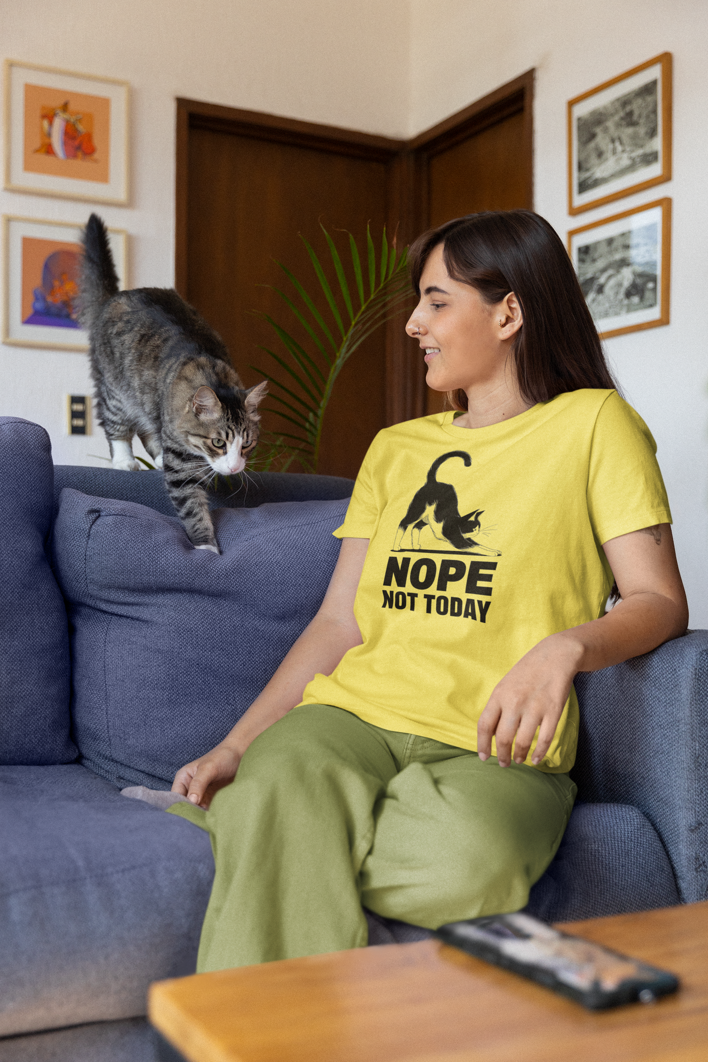 Nope, Not Today Cat - Anime-Style Attitude Tee