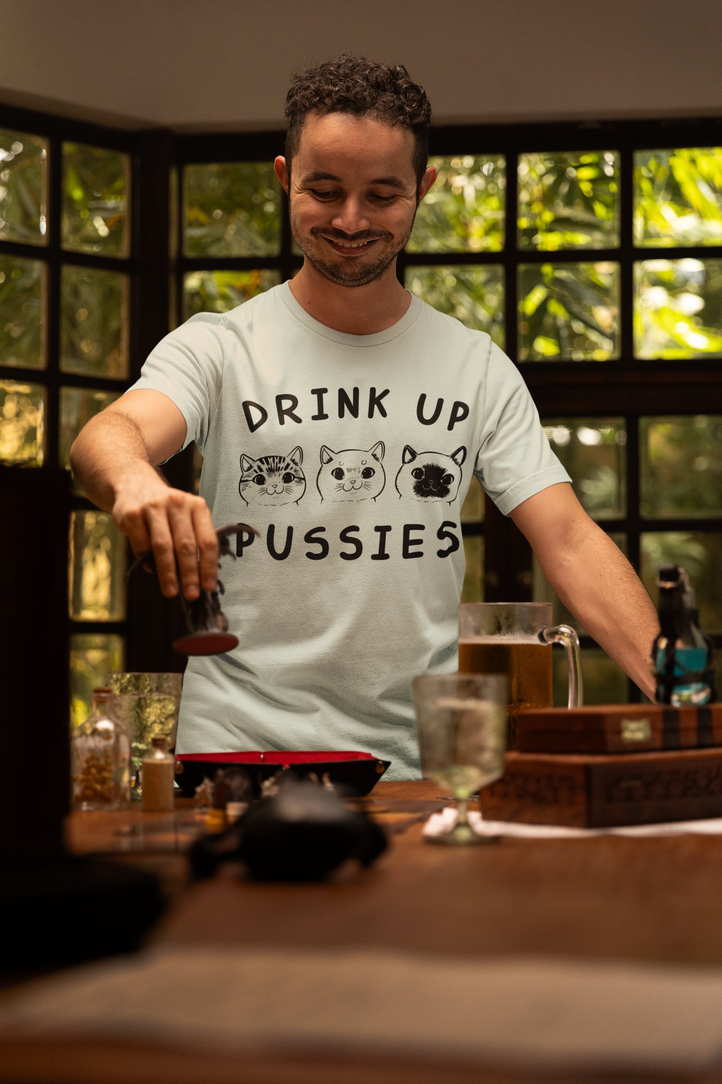 Trio of Tipsy Tabbies - 'Drink Up Pussies' Festive Tee