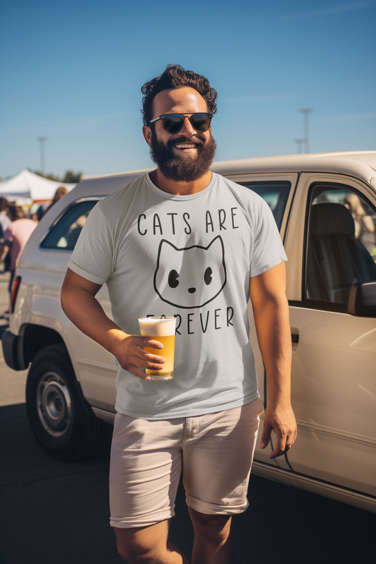 Eternal Feline Charm - 'Cats Are Forever' Sketch Tee