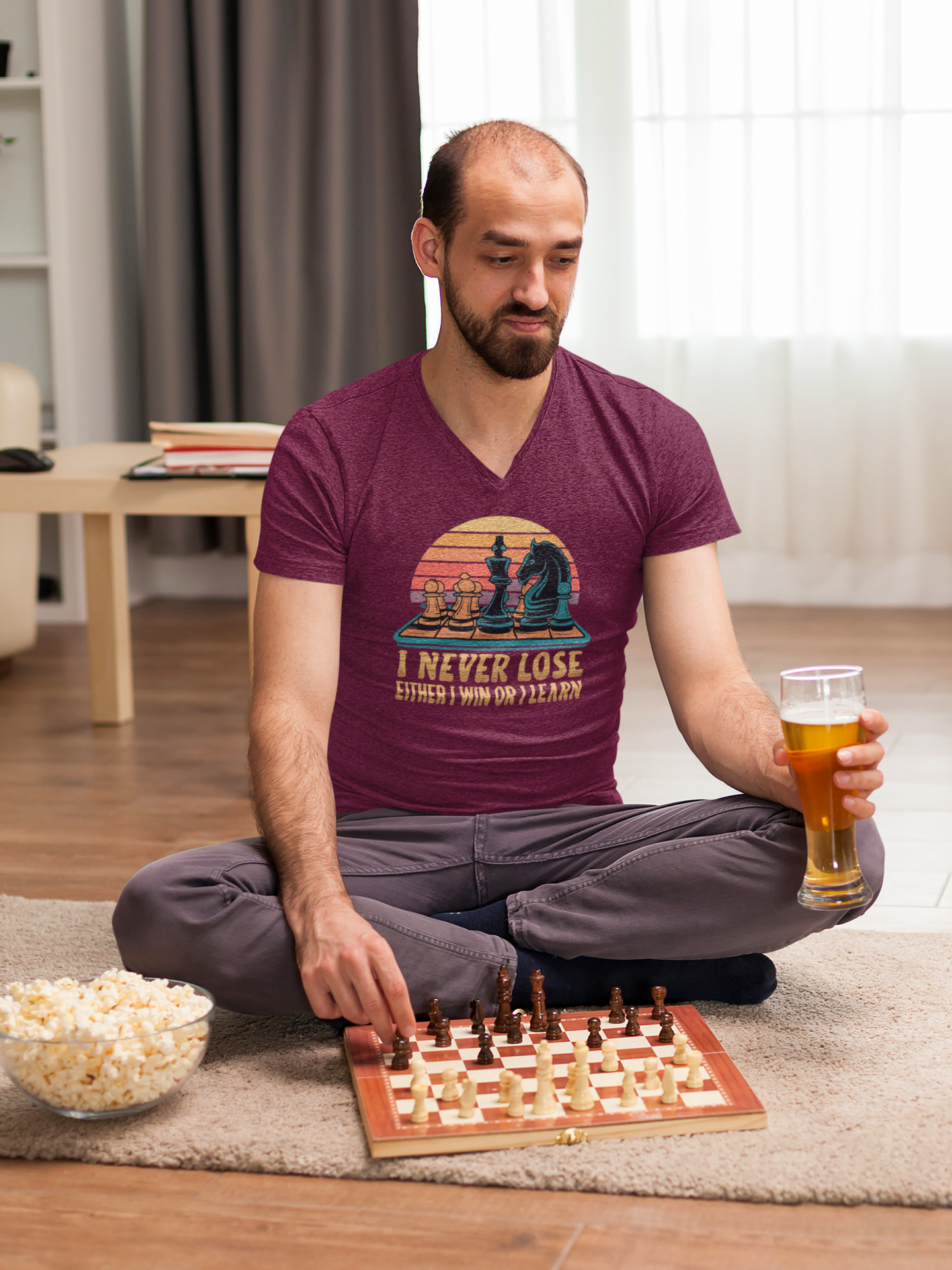 Master of the Game Chessboard Sunset Tee - Inspirational Strategy Shirt