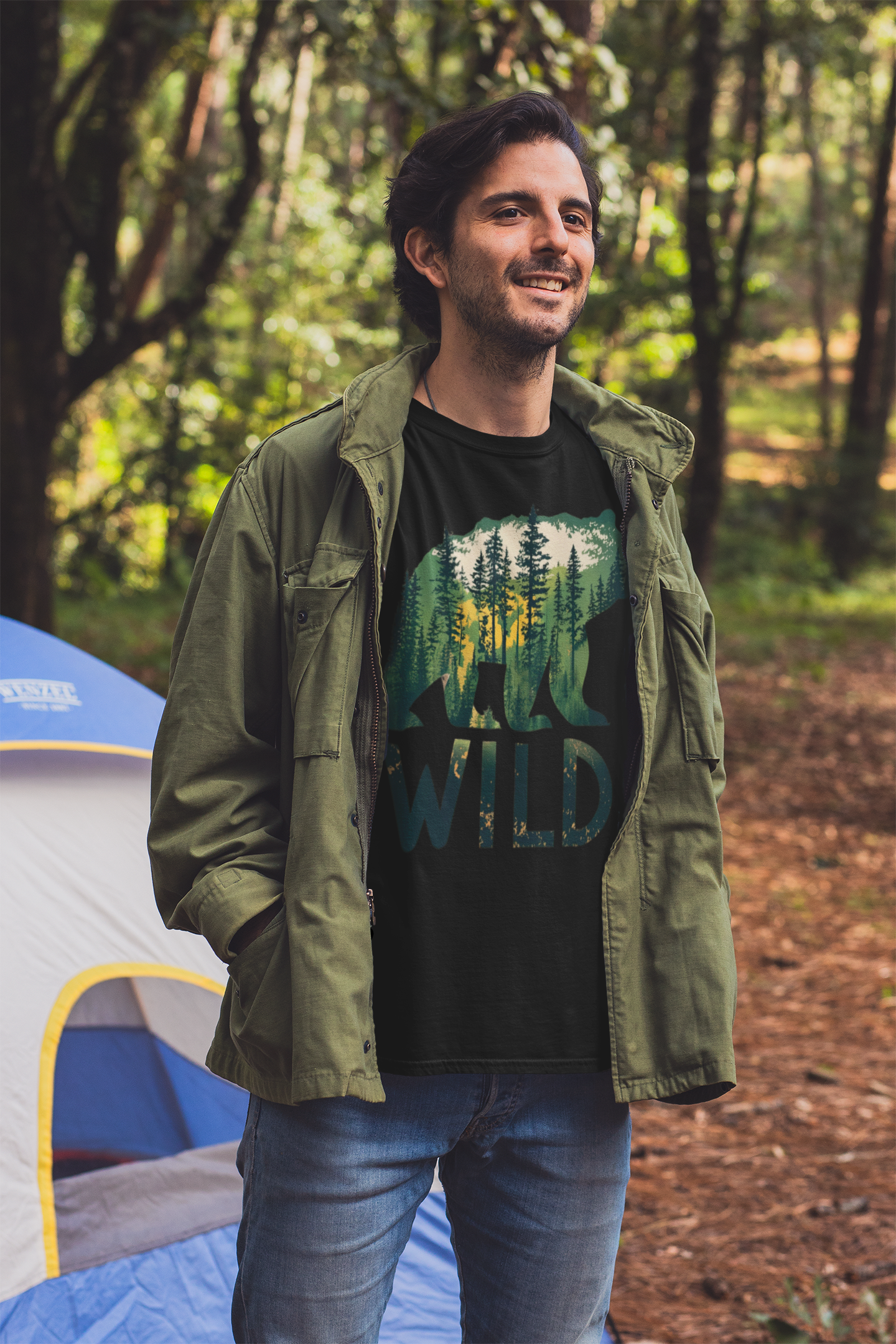 Wilderness Echo - Bear And Forest Vector Tee