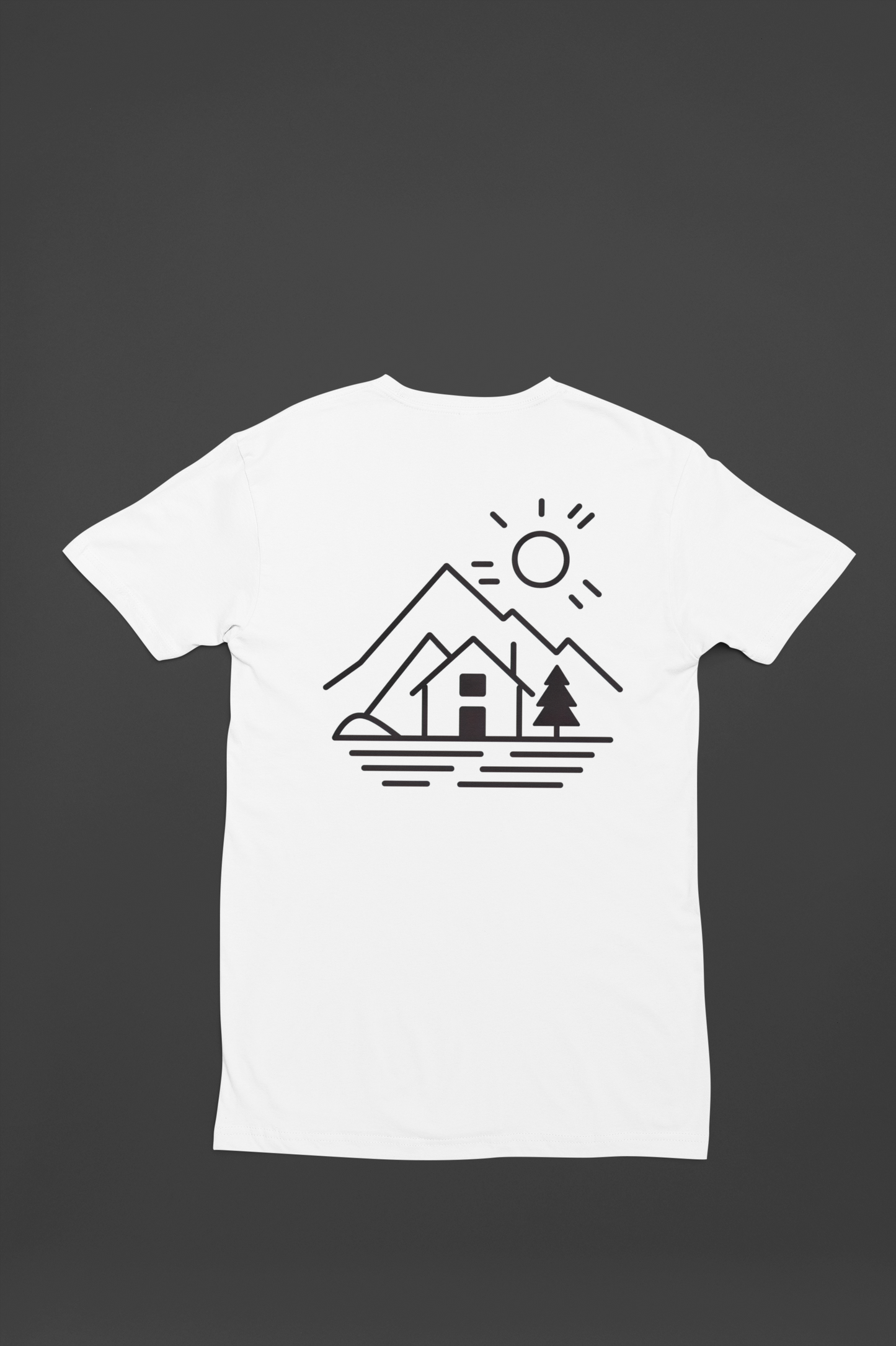 Mountain Retreat Line Art Tee - Serene Wilderness Escape