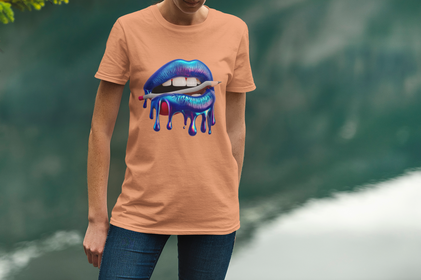 Creative Kiss Tee - Luscious Lips & Pencil Drip Art