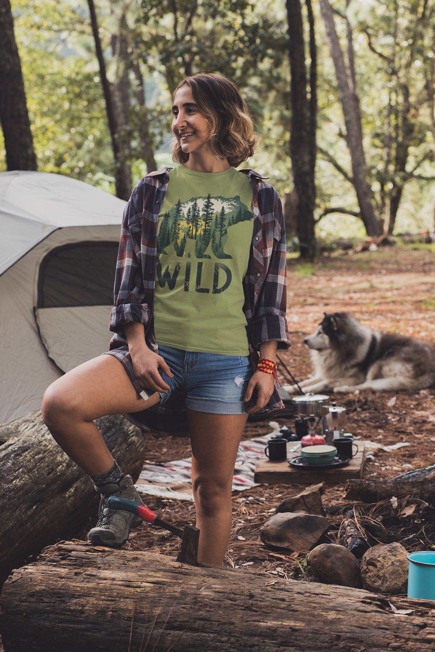 Wilderness Echo - Bear And Forest Vector Tee