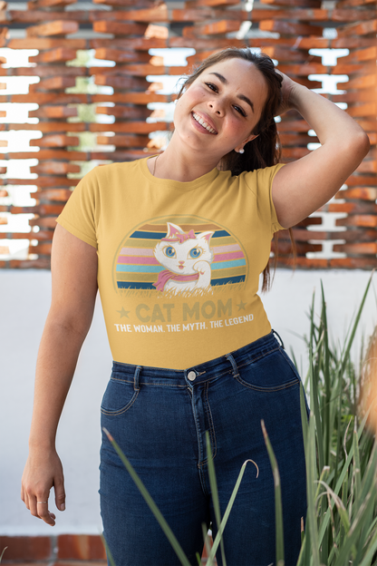 Retro Cat Mom Legend Tee - Chic Feline Fashion Statement