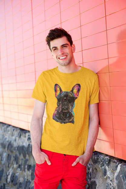 Vibrant Pup Tee - Frenchie Charm with a Colorful Twist!