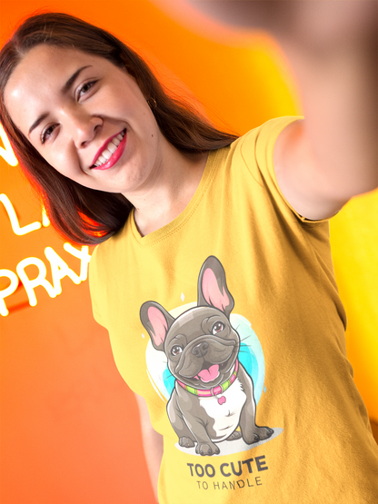 Too Cute Frenchie - French Bulldog Tee with Playful Charm