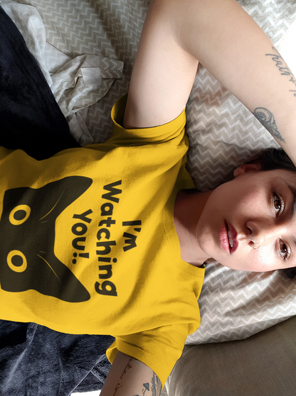 I'm Watching You! Cat Silhouette Tee - Whimsical Feline Fashion