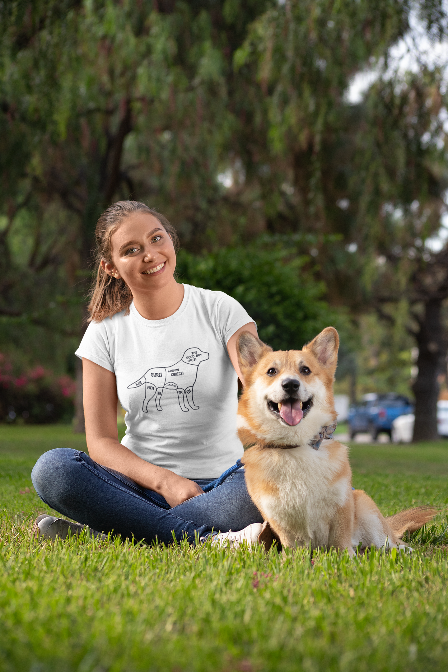 Canine Caress Map - 'Scratch And Pet Guide' Comfort Zones Tee