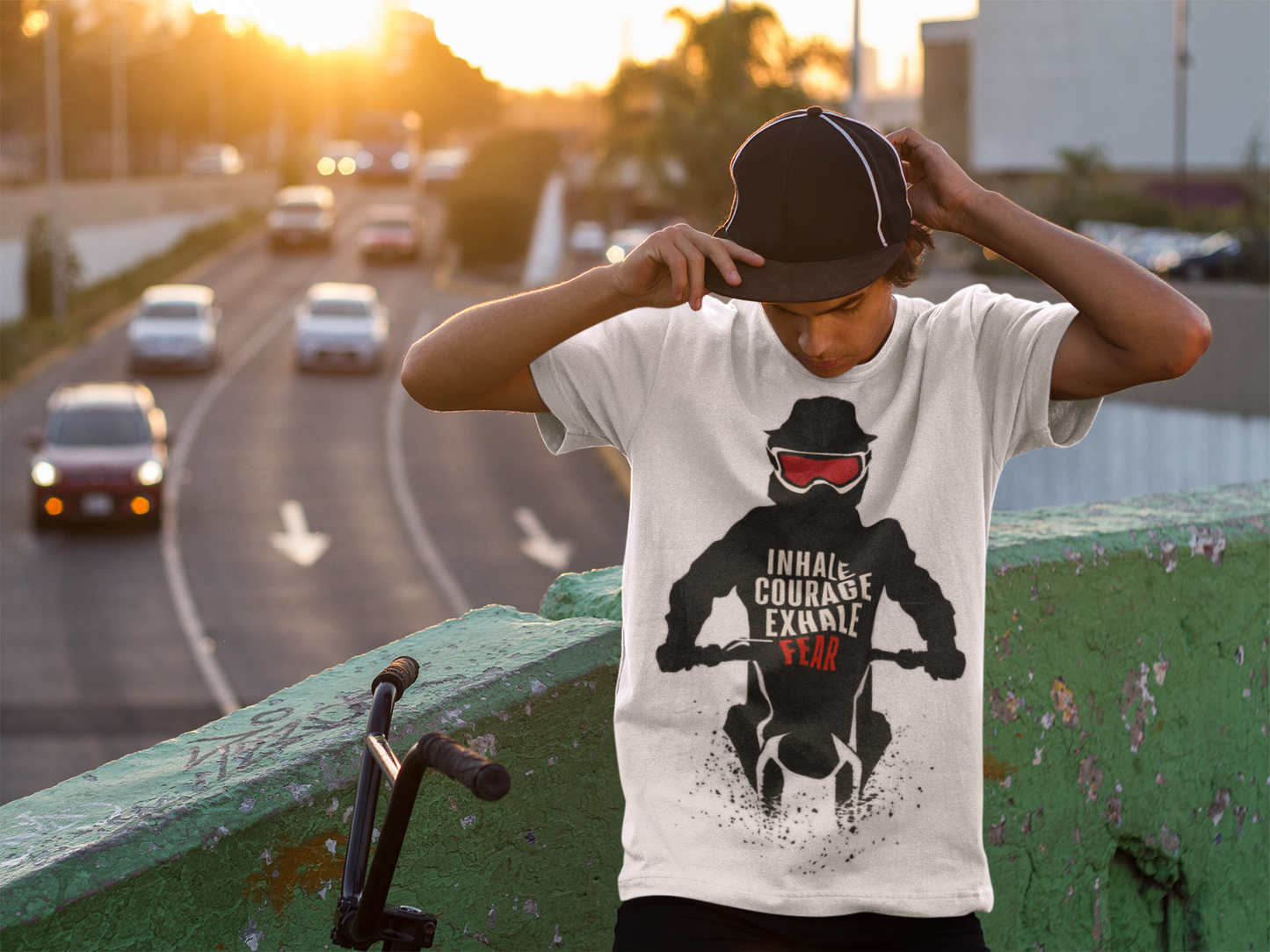 Breathe Moto - Courage Over Fear Racer Tee