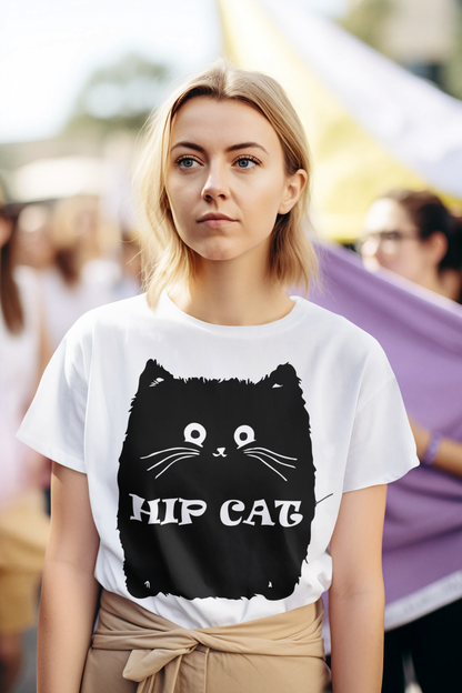 Hip Cat Statement Tee - Bold Feline Fashion