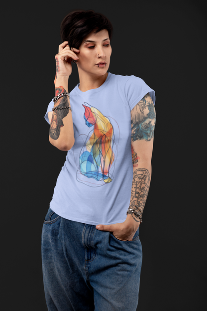 Prismatic Cat - Vibrant Art-Inspired Graphic Tee