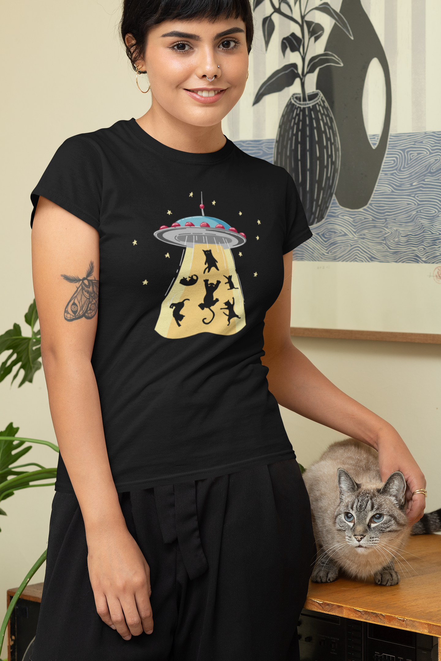 Cat-astrophic Abduction Tee - Whiskers In Space
