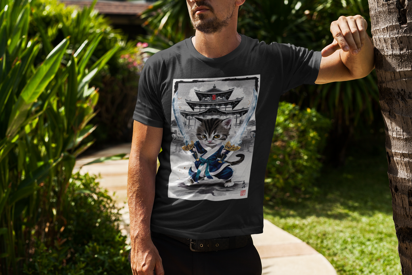 Samurai Kitten - Epic Warrior Cat Graphic Tee