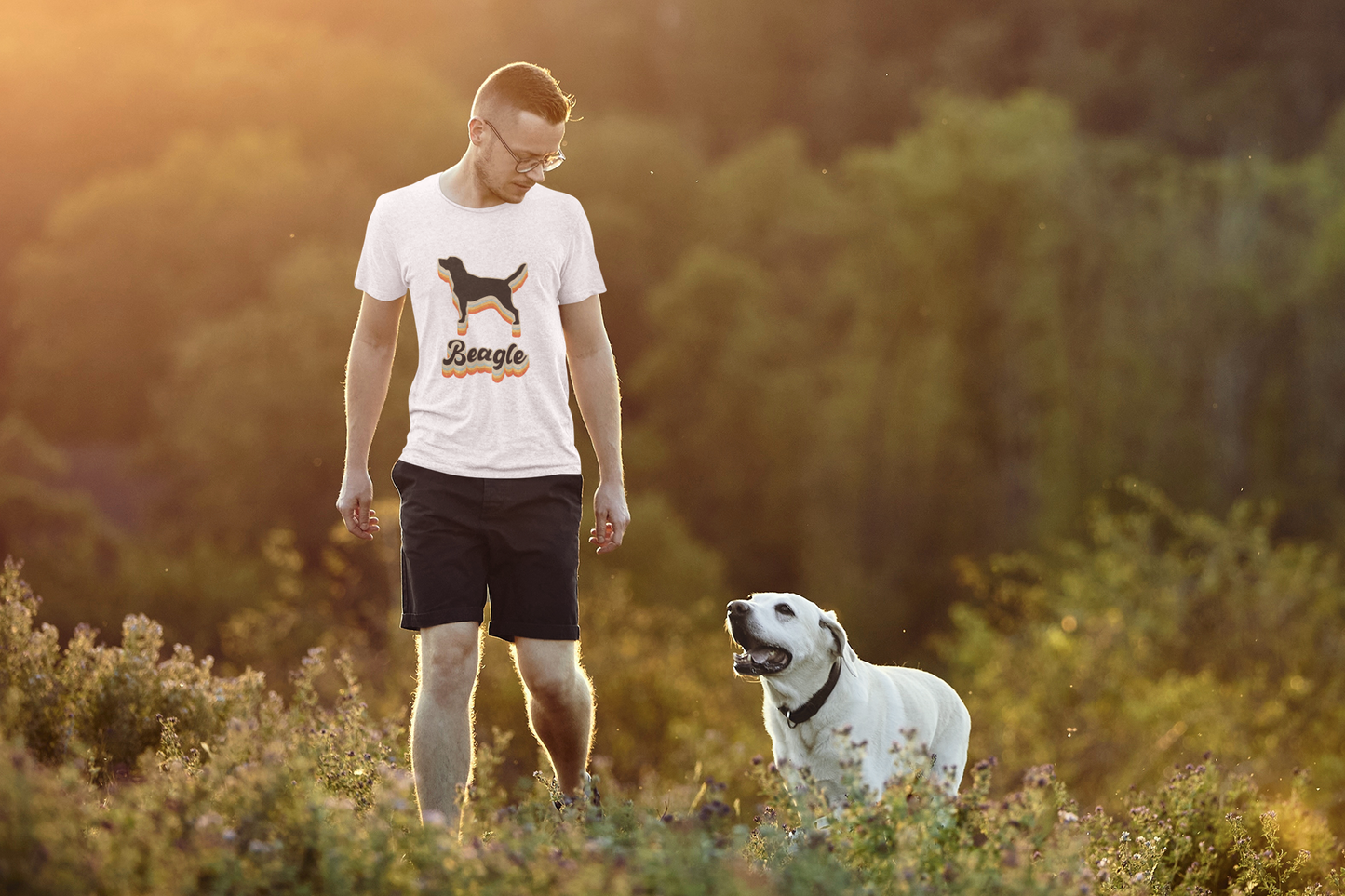 Retro Beagle Boogie - 70's Vintage Beagle Silhouette Tee