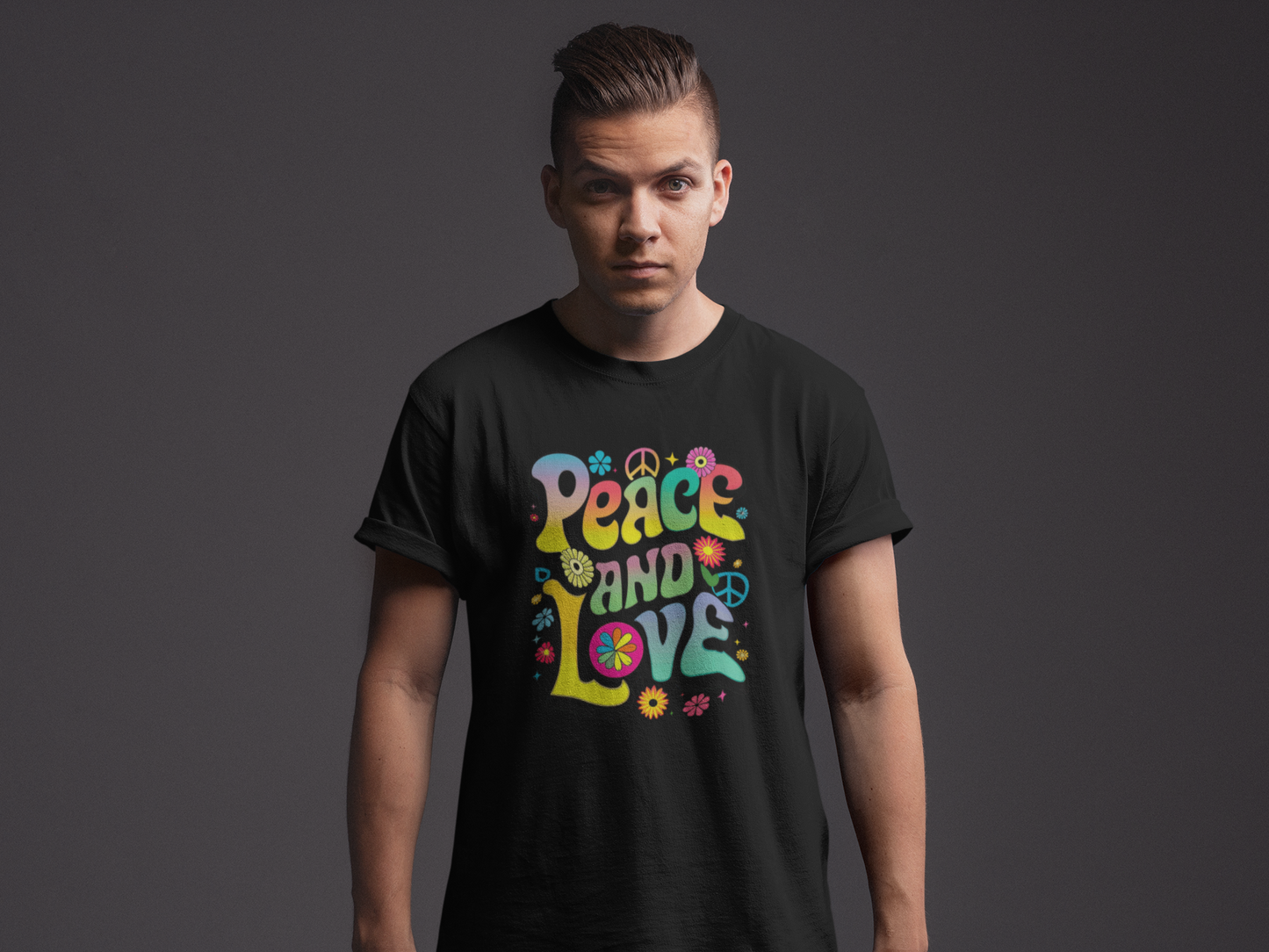 Peace and Love Tee - Groovy Flower Power Revolution