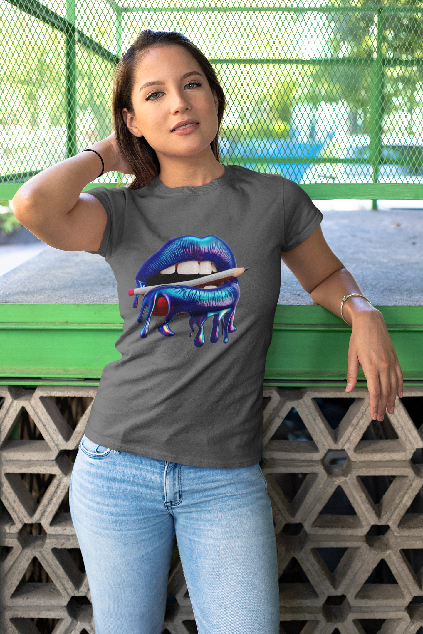 Creative Kiss Tee - Luscious Lips & Pencil Drip Art