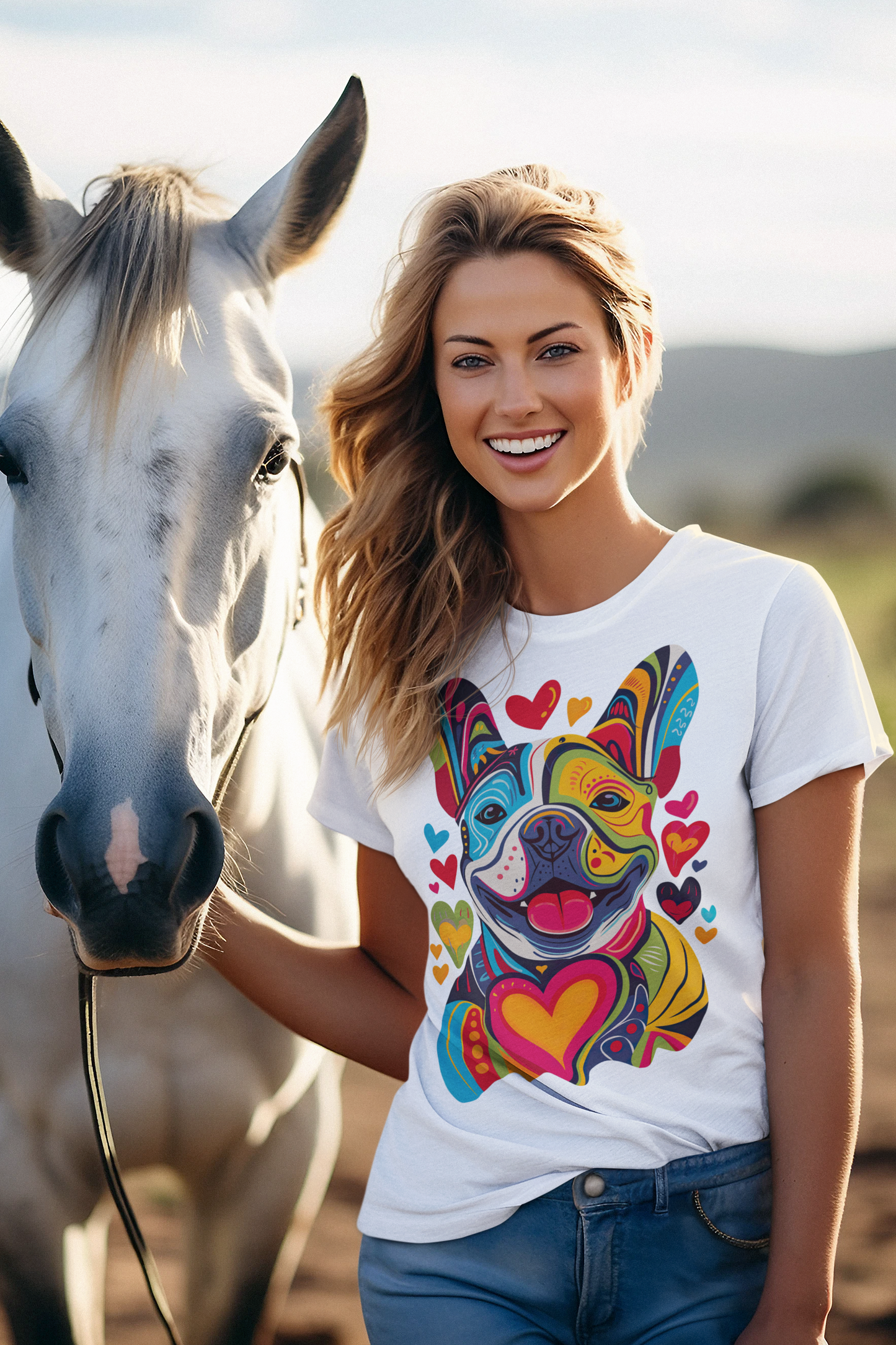 French Bulldog Festival of Hearts Tee - Vibrant & Loving