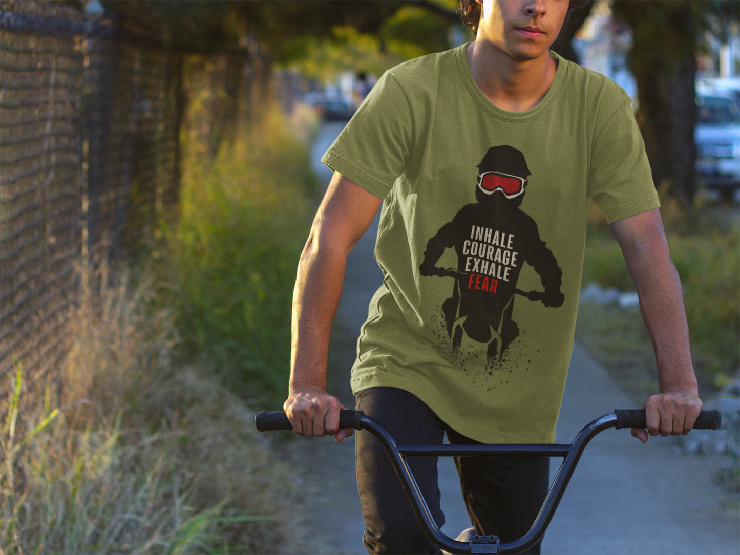 Breathe Moto - Courage Over Fear Racer Tee